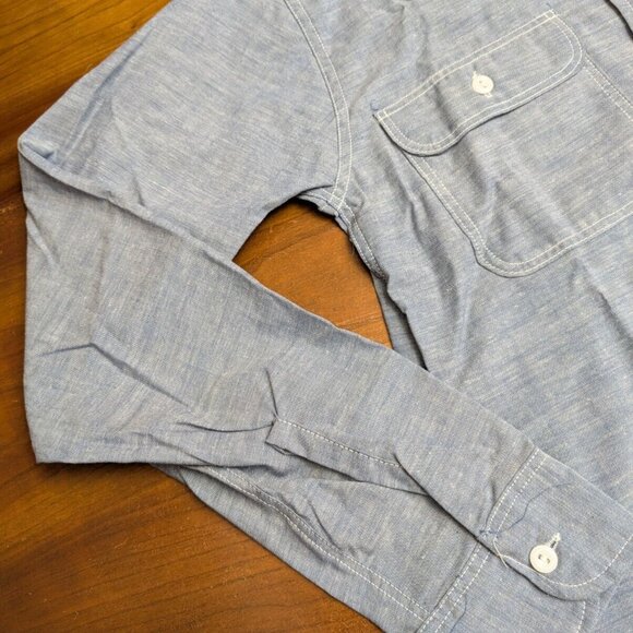 New Ely & Walker Mens Solid Gray/Blue Ultra-Press Western Button Up Shirt Sz 14 - Picture 6 of 16